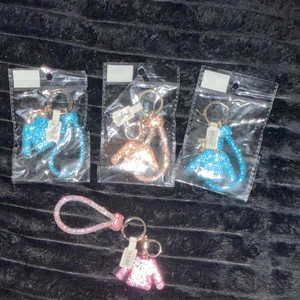 Elegant Glitter Keychain Set - Blue and Gold